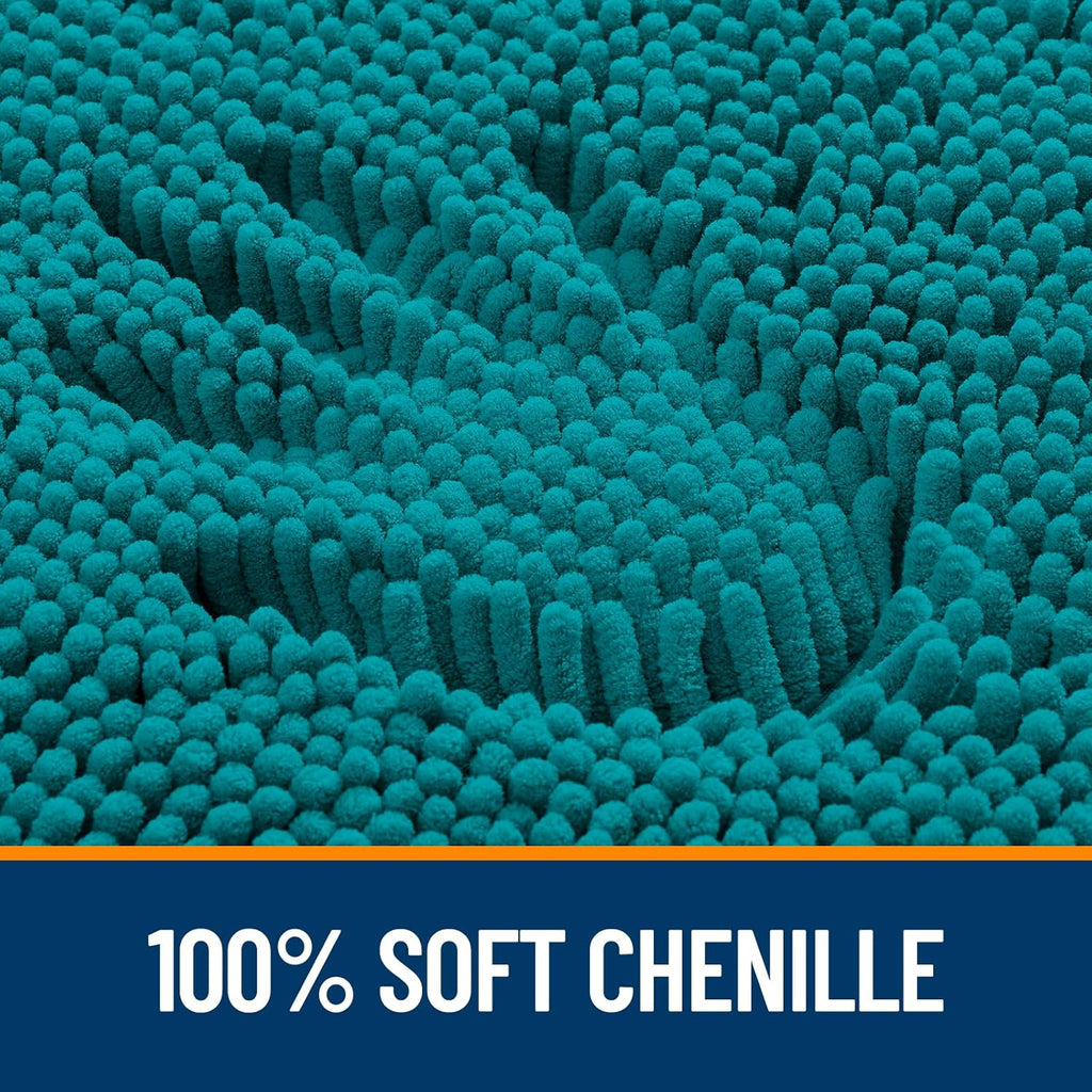 OLANLY Bathroom Runner Rugs - Soft Absorbent Chenille Bath Mats | Quick Dry, Rubber Backing, 70x24" in Deep Lake