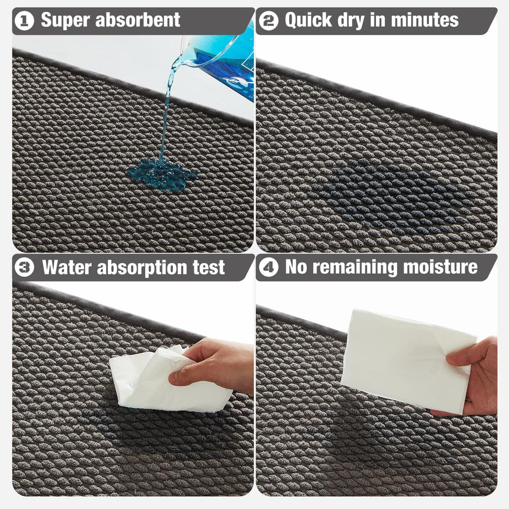 TYUU Bathroom Rug - Non-Slip, Super Absorbent & Quick-Dry Mat | Dark Grey 16"x24"