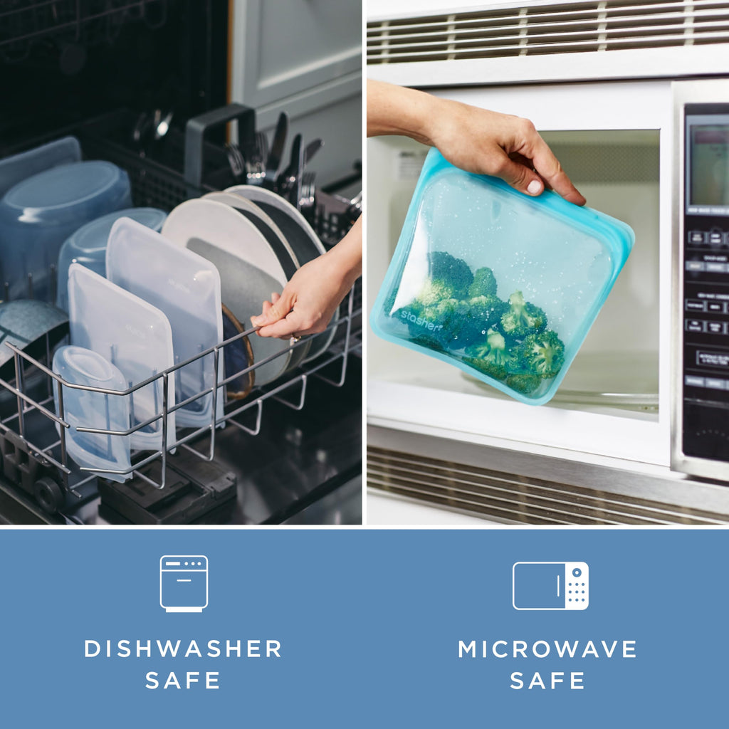 Stasher Silicone Reusable Storage Bags, 3-Pack, Reusable Freezer Bags, Microwave, Dishwasher, Oven Safe, Sous Vide, Premium Lunch Containers, Eco Friendly, Food Storage Bags, Snack Bags, Multicolor