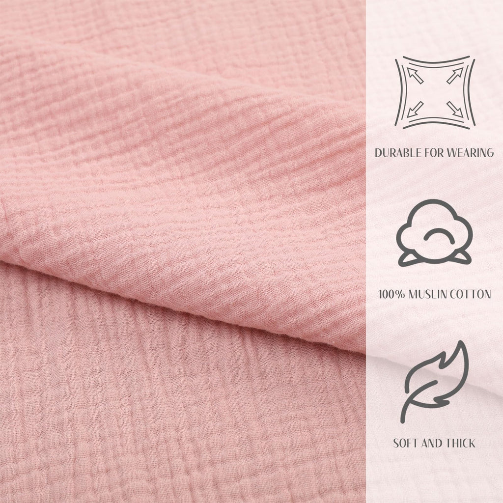 Frienda Muslin Hooded Beach Towel for 3-6 Years Kids Soft Muslin Bath Poncho for Baby Absorbent Fast Drying Blankets for Boys Girls Newborns Toddler Beach Pool Bath Essentials(Pink)