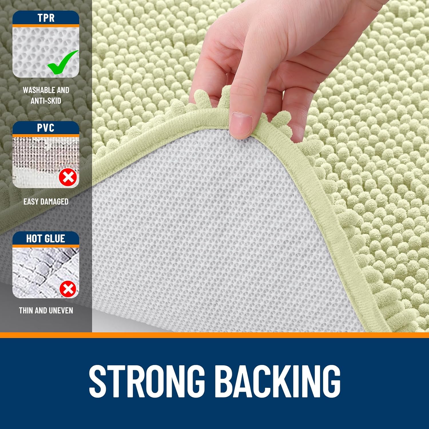 OLANLY Bathroom Rugs - Extra Soft Chenille Bath Mats with Rubber Backing | 30x20, Quick Dry, Vanilla