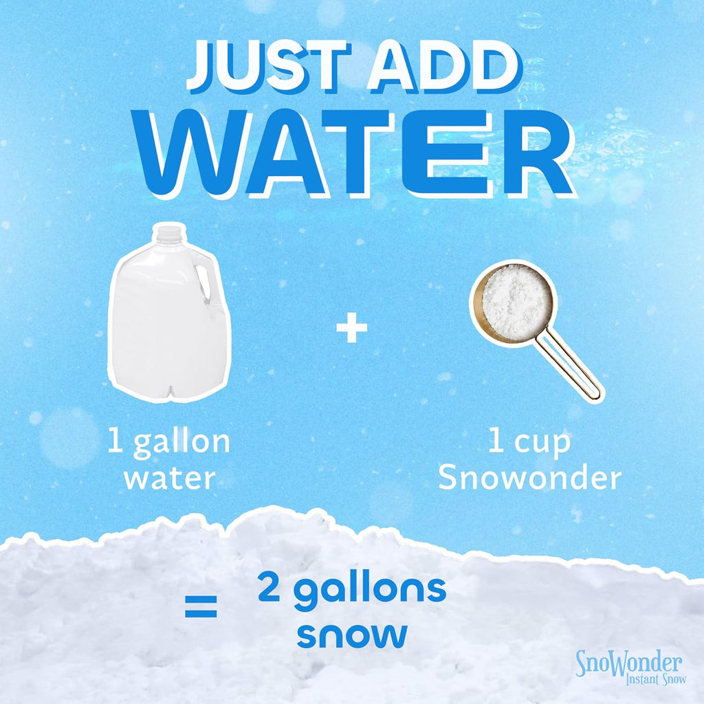 SNOWONDER Instant Fake Snow - Perfect for Cloud Slime | Mix Creates 120 Gallons of Snow