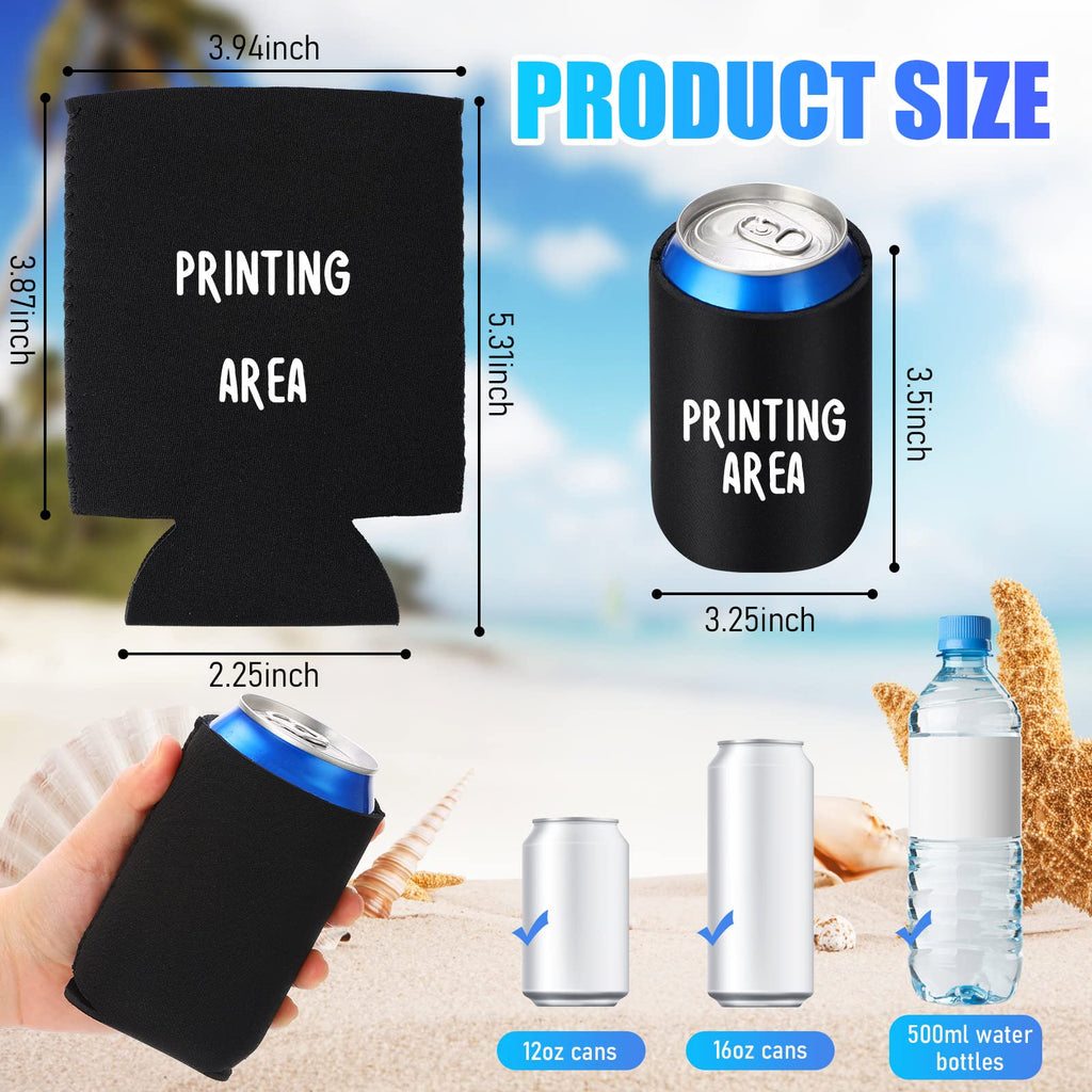 Umigy 200 Pcs Can Coolers Bulk, Insulated Neoprene Beer Can Cooler Sleeves, Plain Can Cooler Cover for Sublimation Soda Drink Water Bottle Birthdays Weddings Bachelorette Party, Black