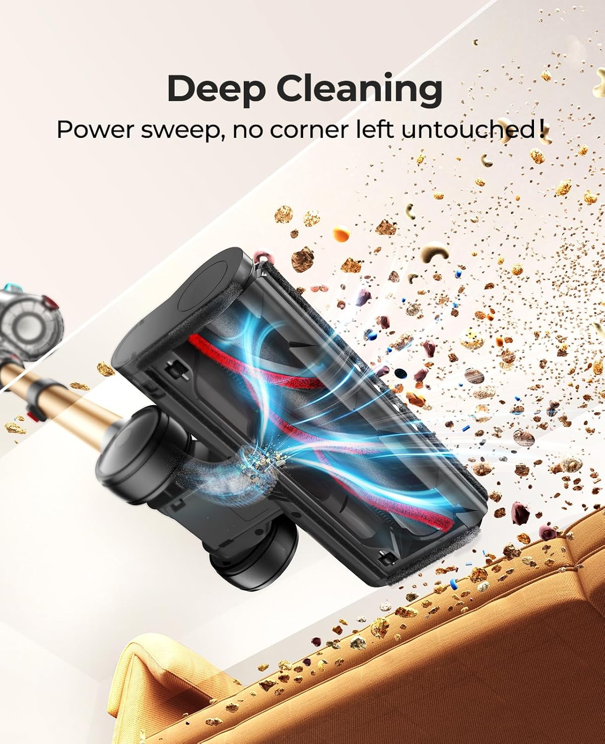 Skiennix Cordless Vacuum Cleaner - 650W Power, 70 Min Runtime, Self-Standing Design | 6-in-1 for Carpet & Pet Hair