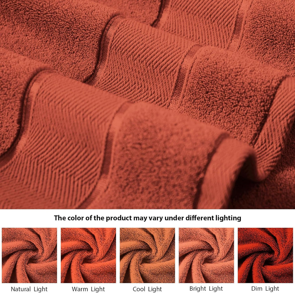 Marvione Bath Towels Set - 100% Turkish Cotton, Highly Absorbent & Soft | 6-Piece in Burnt Orange