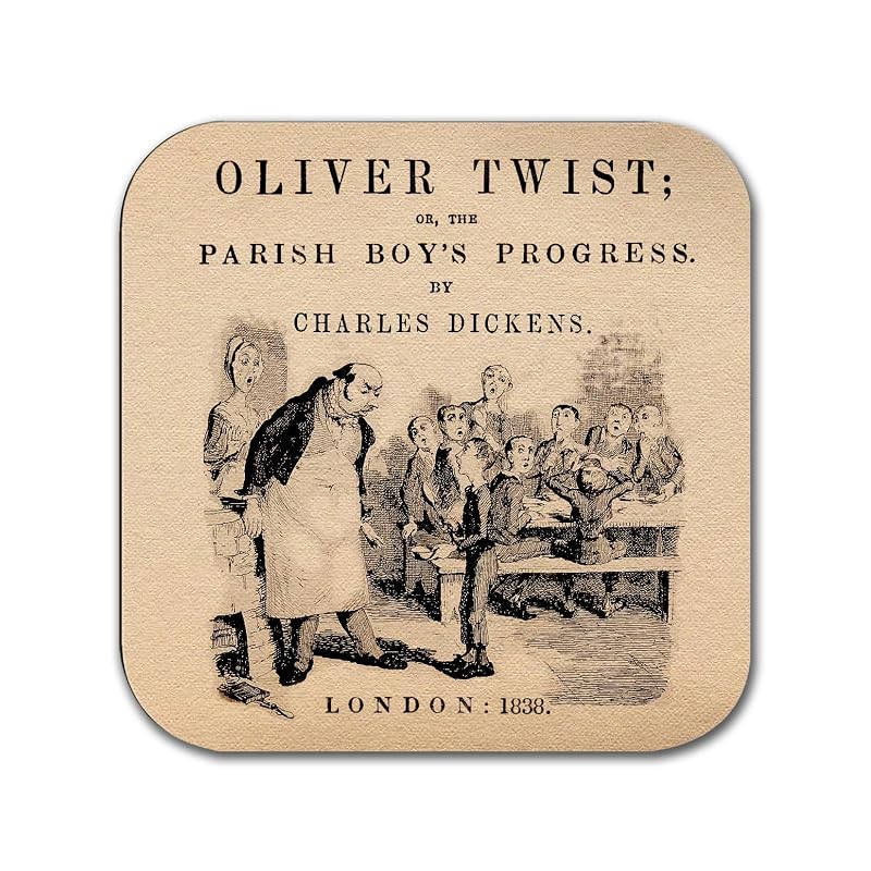 Six Dickens Coasters Set - Oliver Twist & Other Classic Novel Designs, 4" Square