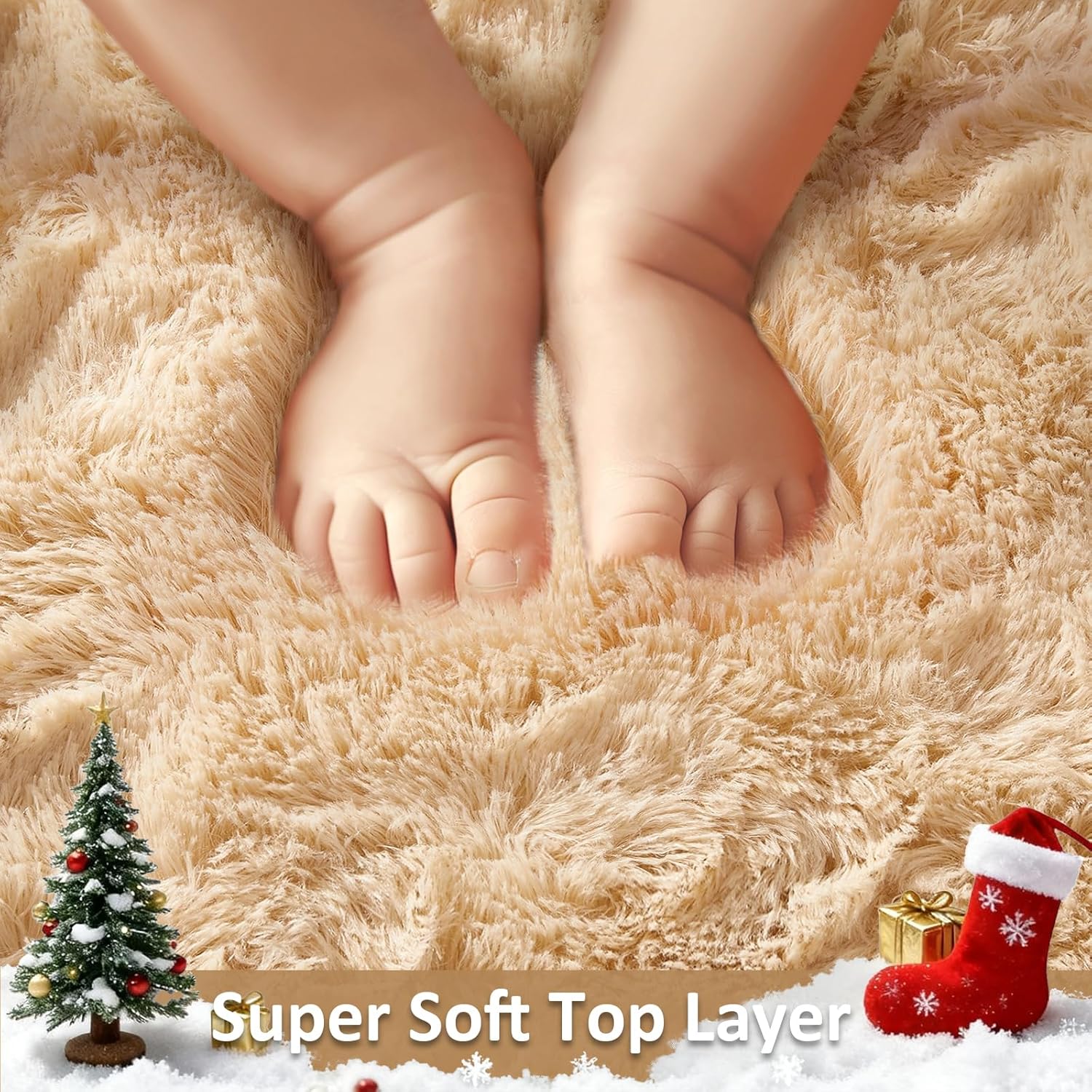 Ophanie 8x10 Beige Area Rug - Soft Shaggy Carpet for Living Room & Nursery | Cozy Indoor Decor