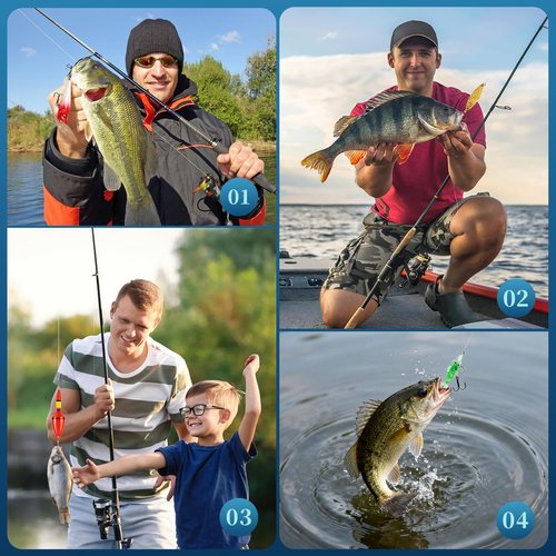 Fishing Advent Calendar 2025 for Men, 24 Days Christmas Countdown Fishing Lure Advent Calendars with Rod Holder, Landing Net, Fish Gripper, Hook, Bait - Christmas Gifts for Father, Husband, Boyfriend