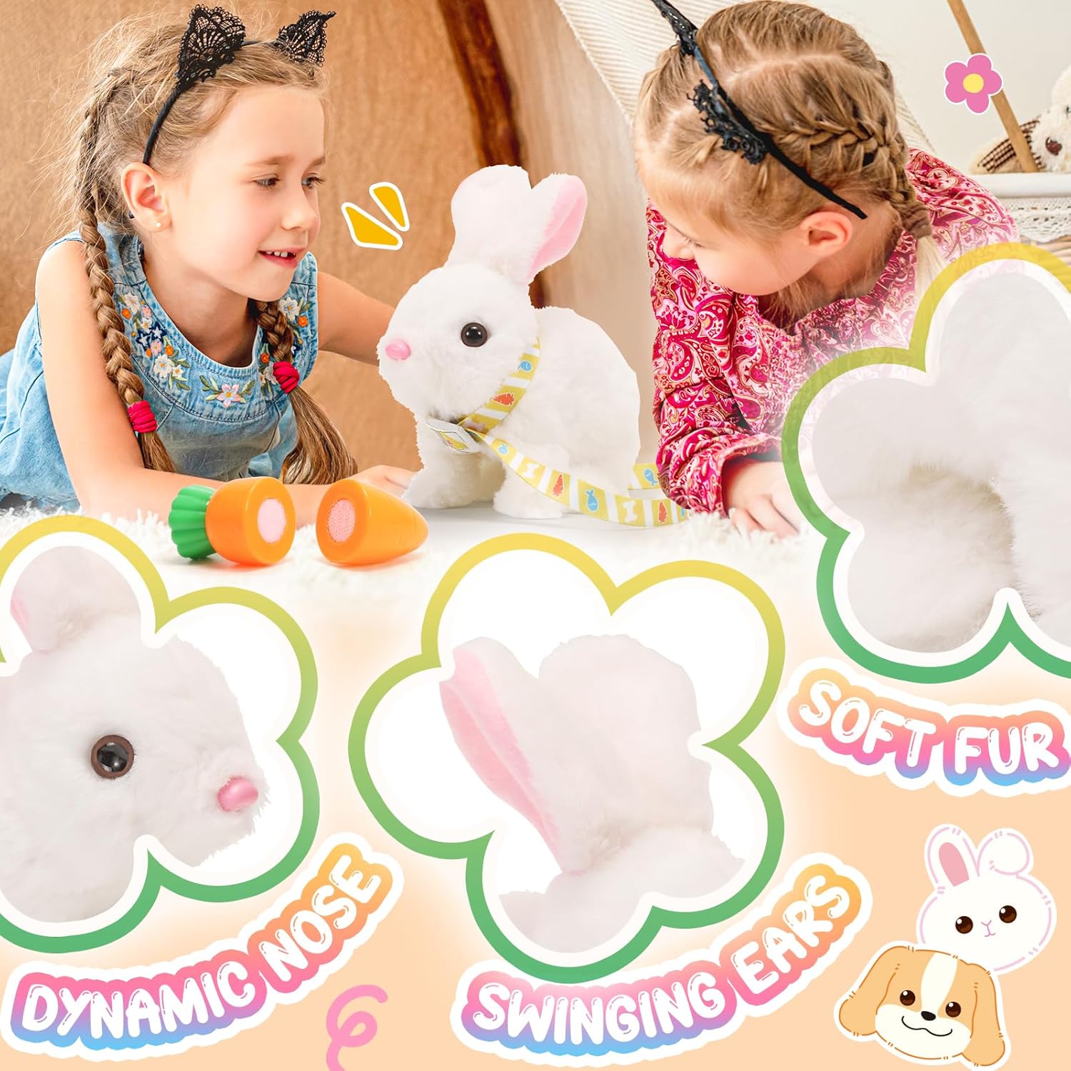 Tagitary Easter Plush Bunny Toy - Interactive Rabbit with Sounds & Wiggling Ears | Perfect for Kids' Easter Baskets
