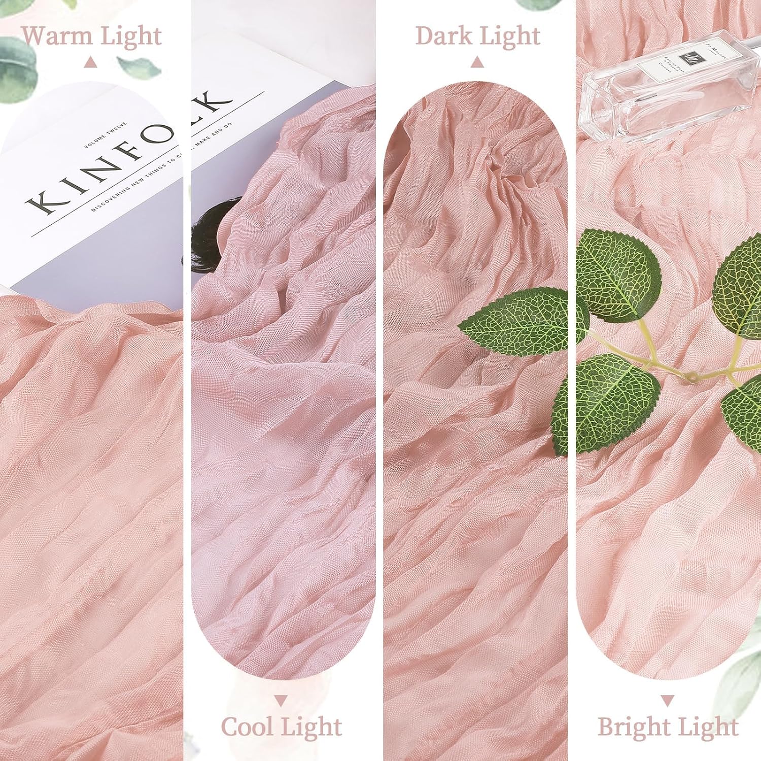 Skiennix Dusty Pink Cheesecloth Table Runner - 10FT Long Rustic Sheer Decor for Weddings & Events
