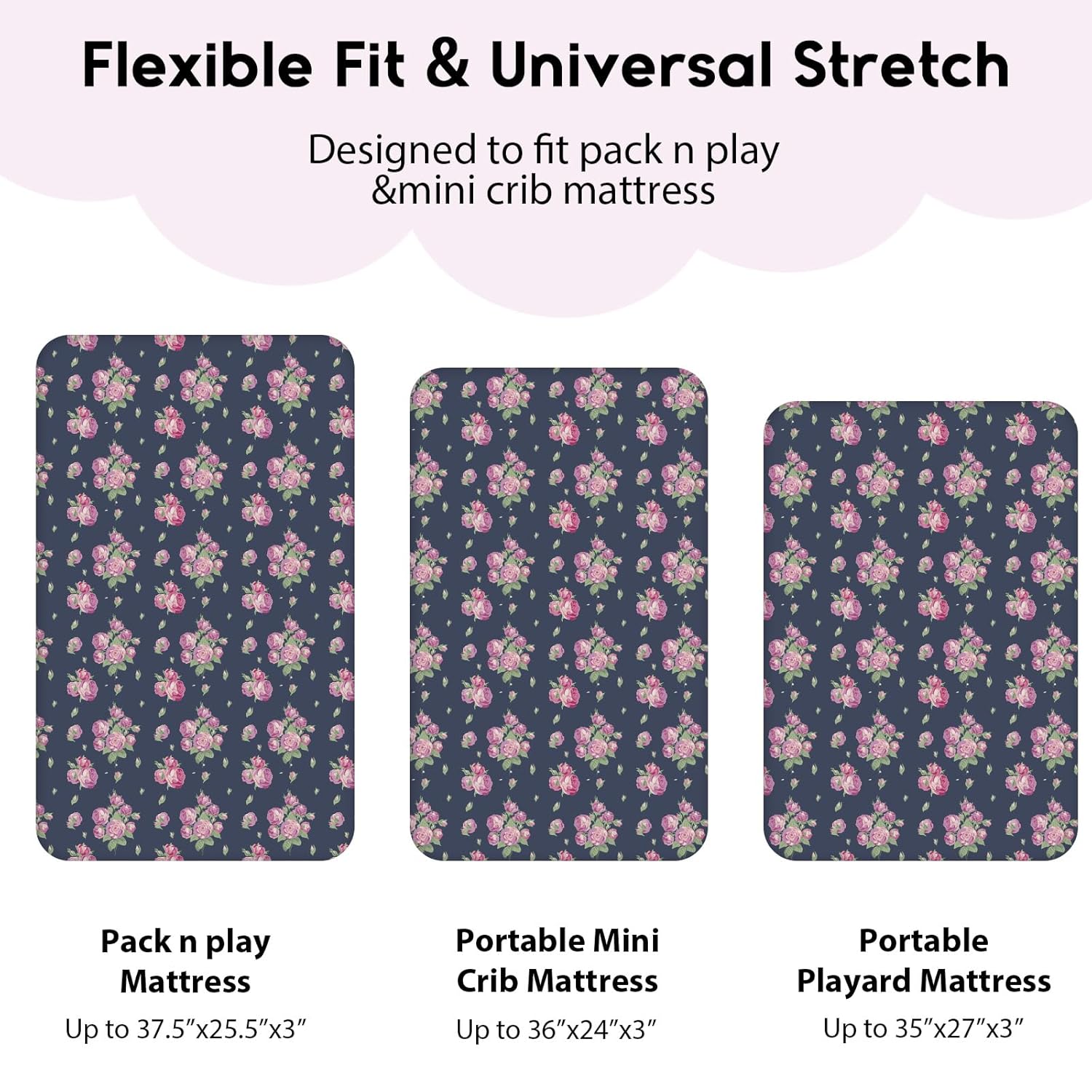 Yoofoss Fitted Pack and Play Sheets - Soft, Breathable Mini Crib Sheets 2-Pack (Pink & Cherry)