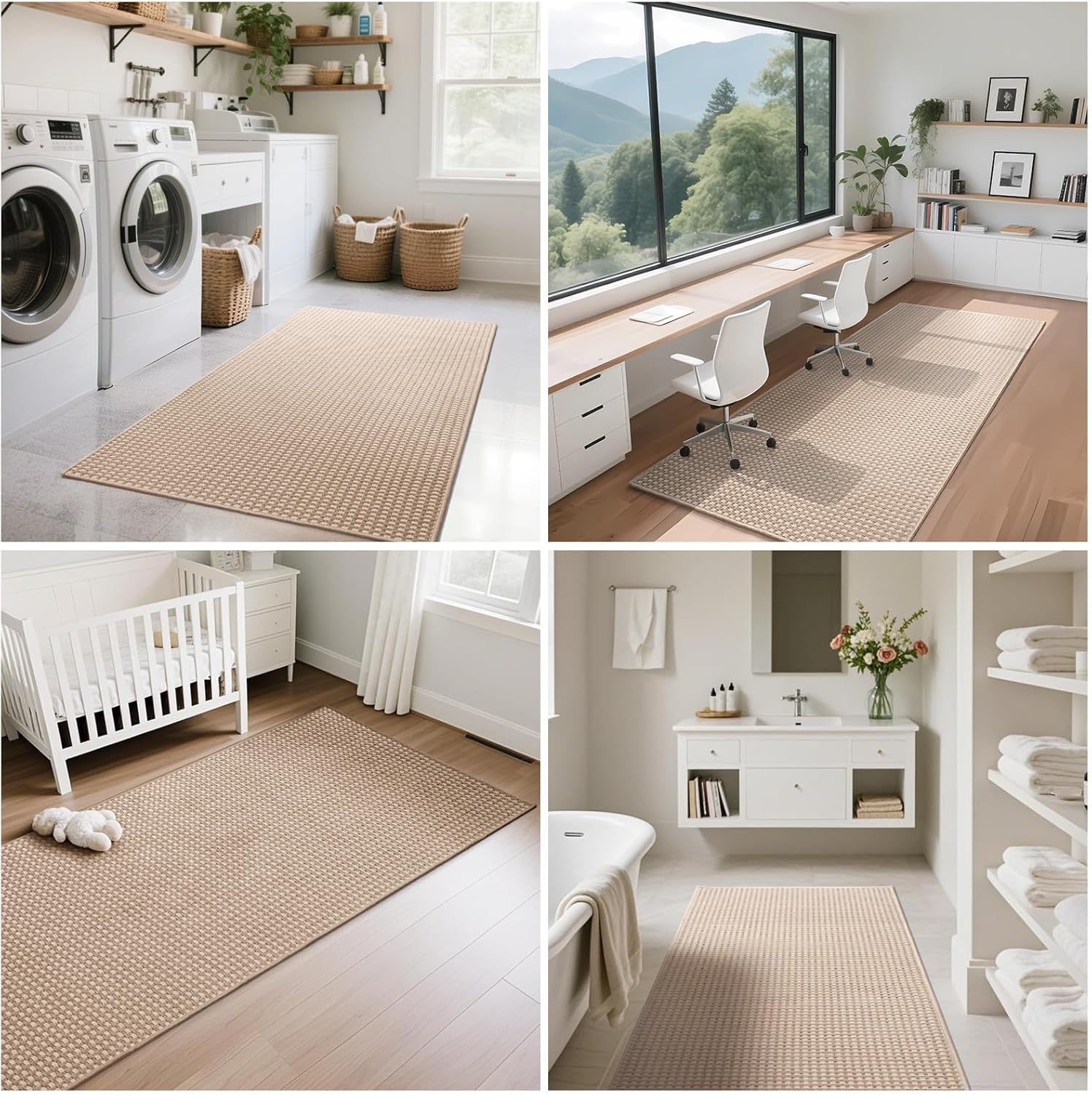 YDKGL Kitchen Runner Rug - Non-Slip Boho Woven Mat | Soft & Washable 2x6 ft for Entryway & Living Room - Brown
