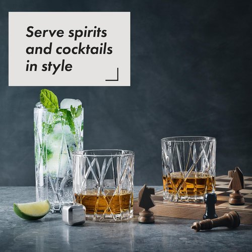 Orrefors City Double Old Fashioned Glass (Set of 4) - 11 Fl. Oz., Asymmetric Design, Glassware for Whiskey, Bourbon, Gin, Serving Cocktails & Margaritas, Dishwasher Safe