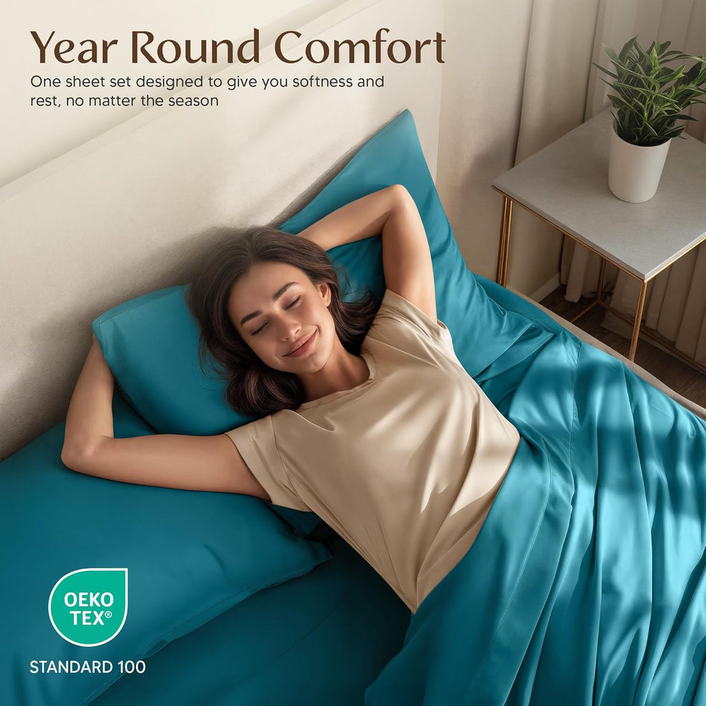 Utopia Bedding Twin Sheet Set - Soft & Breathable 3-Piece Microfiber Bed Sheets | Denim Blue