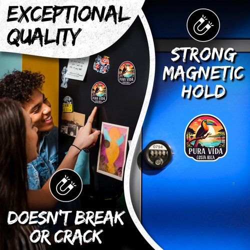 Pura Vida Costa Rica Magnet 4 Inch 2-Pack Country Central America – Strong Vinyl Decorative Travel Magnets for Fridge Locker Kitchen Office – Cute Fun Aesthetic Cool Durable & Long-Lasting ID44999