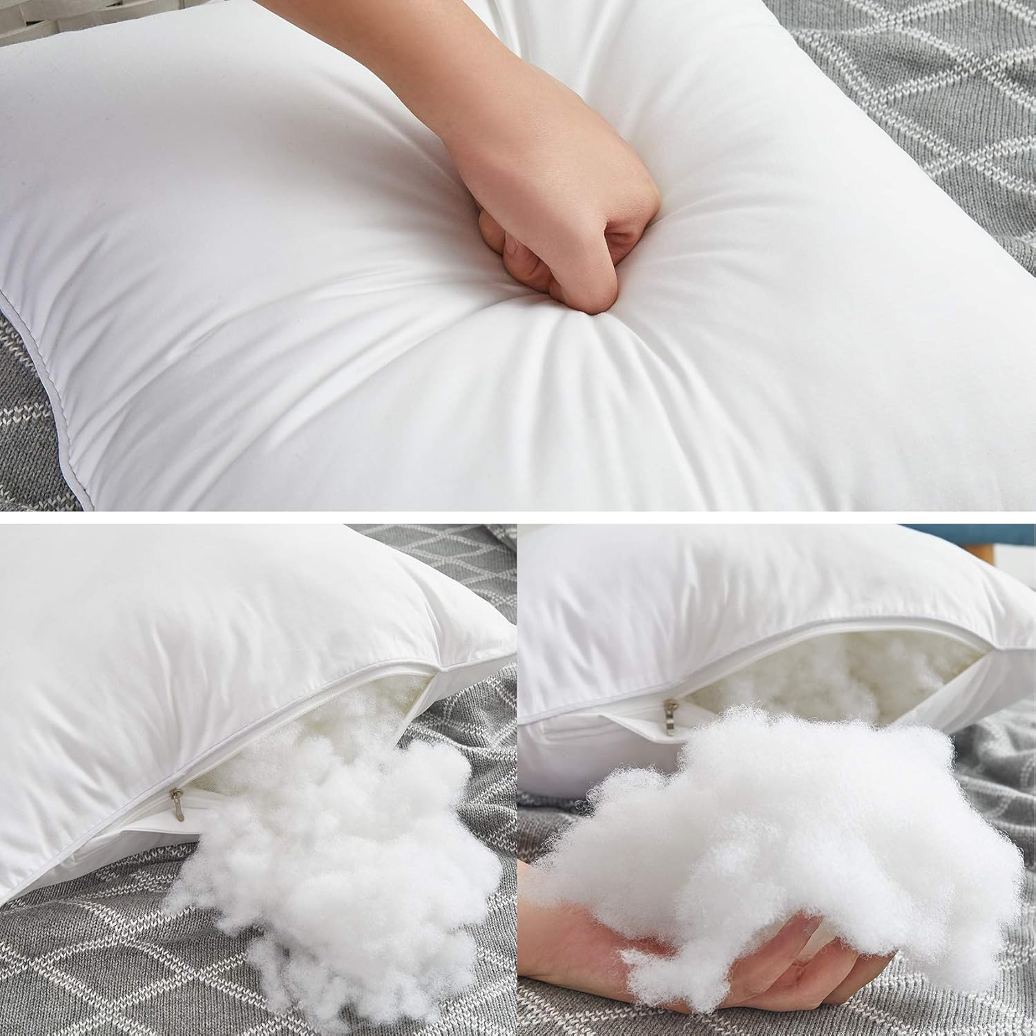 Oubonun Pillow Inserts - 18"x18" Decorative Throw Pillows with 100% Cotton Cover - Set of 2, White