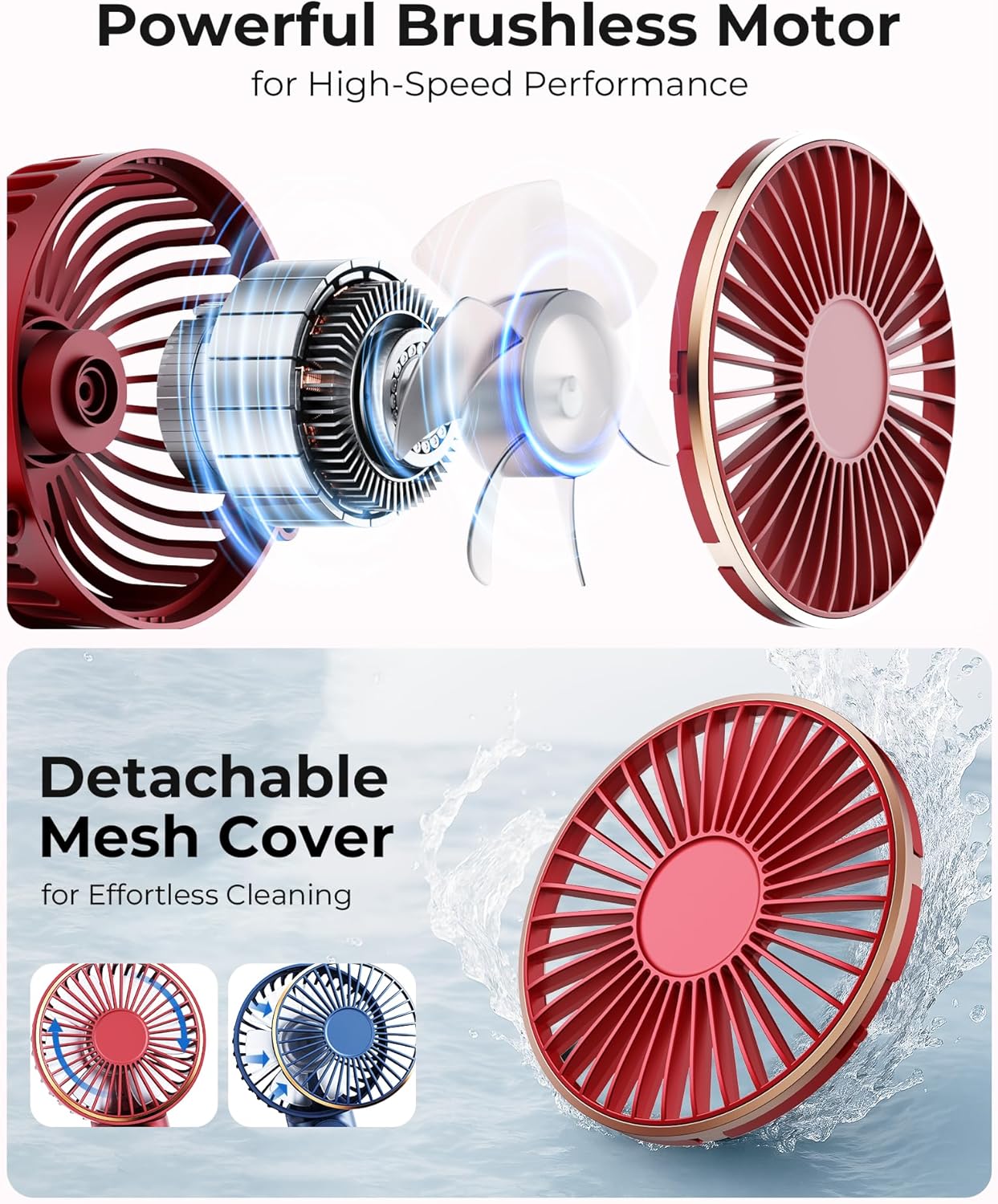 Skiennix Portable Handheld Fan - 4000mAh Battery, 6 Speed Wind, Adjustable 180° | USB Rechargeable
