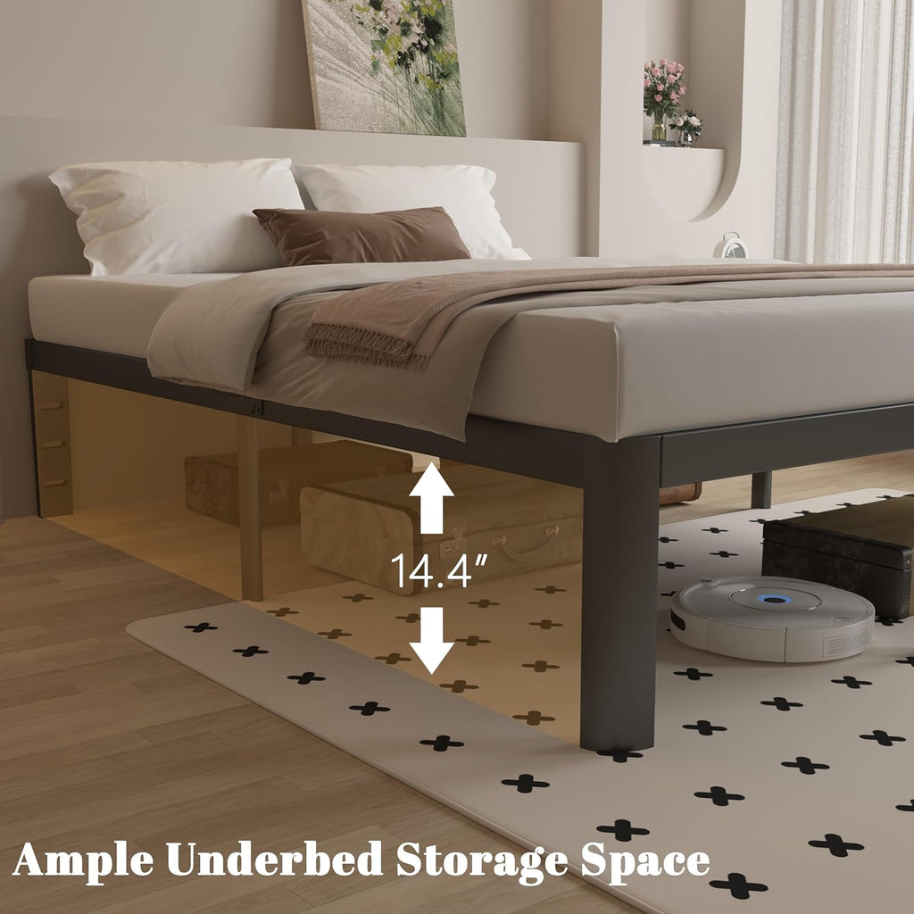 Metal Platform Bed Frame by [Brand Name] - 16 Inch Full Size, Heavy Duty Steel, No Box Spring Needed, Easy Assembly