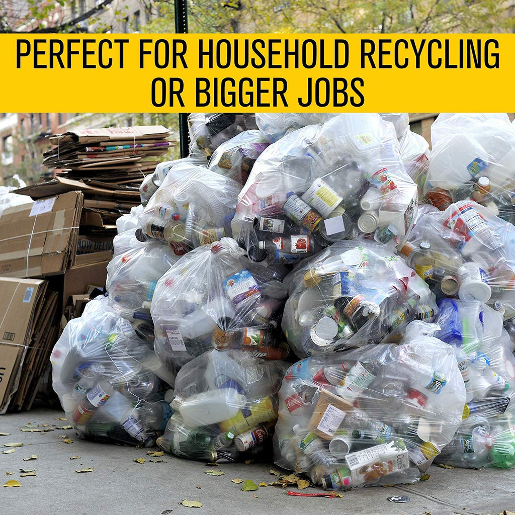 Aluf Plastics 36012CL 20-30 Gallon 1.2 MIL Thick Clear Heavy Duty Trash Bags - 30" x 36" - Pack of 100 - For Recycling, Kitchen, Contractor, & Outdoor