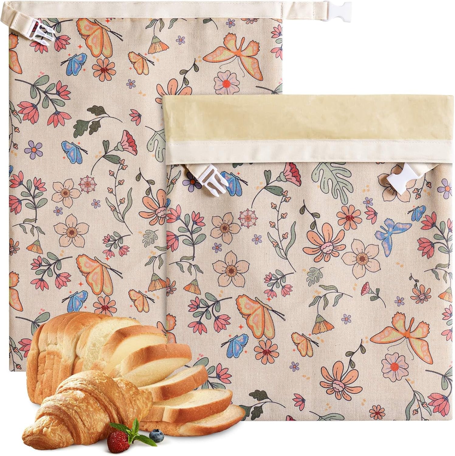 Skiennix Beeswax Bread Bags - Reusable Organic Linen for Sourdough | 17 x 12.6 Inches, Freshness Preservation & Freezer-Friendly