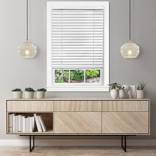 Achim Home Decor Cordless Venetian Blinds - Room Darkening, 23" W x 64" L, White, 2" Vinyl Slats