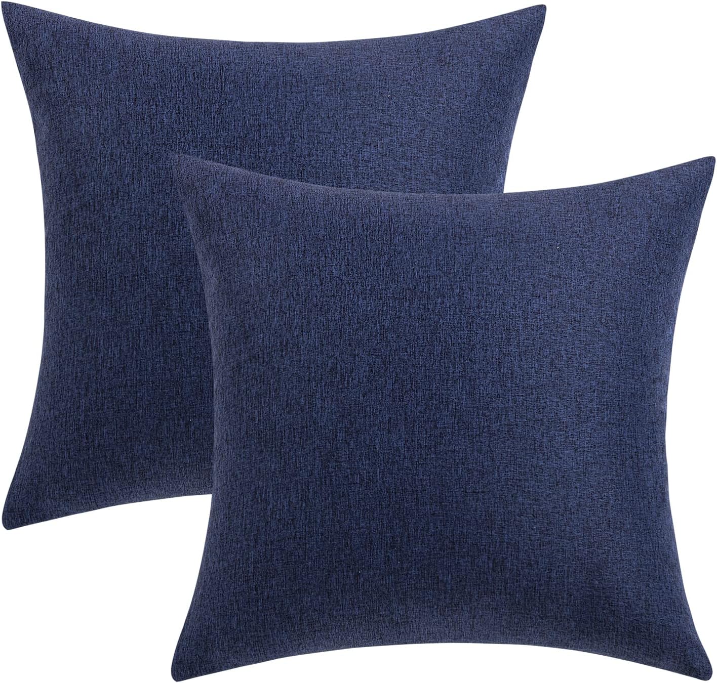 MIULEE Decorative Outdoor Throw Pillow Covers - Waterproof Faux Linen Cushion Cases | Pack of 2, 22x22 Inch, Navy