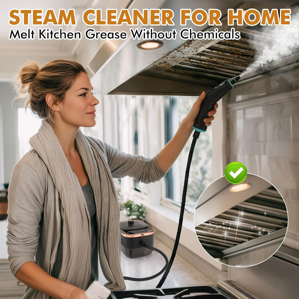 Skiennix Handheld Steam Cleaner - 15s Fast Heat-Up, 2500W Power, 42.27oz Tank | 15 Accessories for Home Cleaning