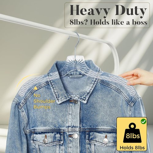 HOUSE DAY Clear Plastic Hangers - Durable 12 Pack Crystal Dress Hangers for Women | 16.7'' Versatile Design with 360° Swivel Hook