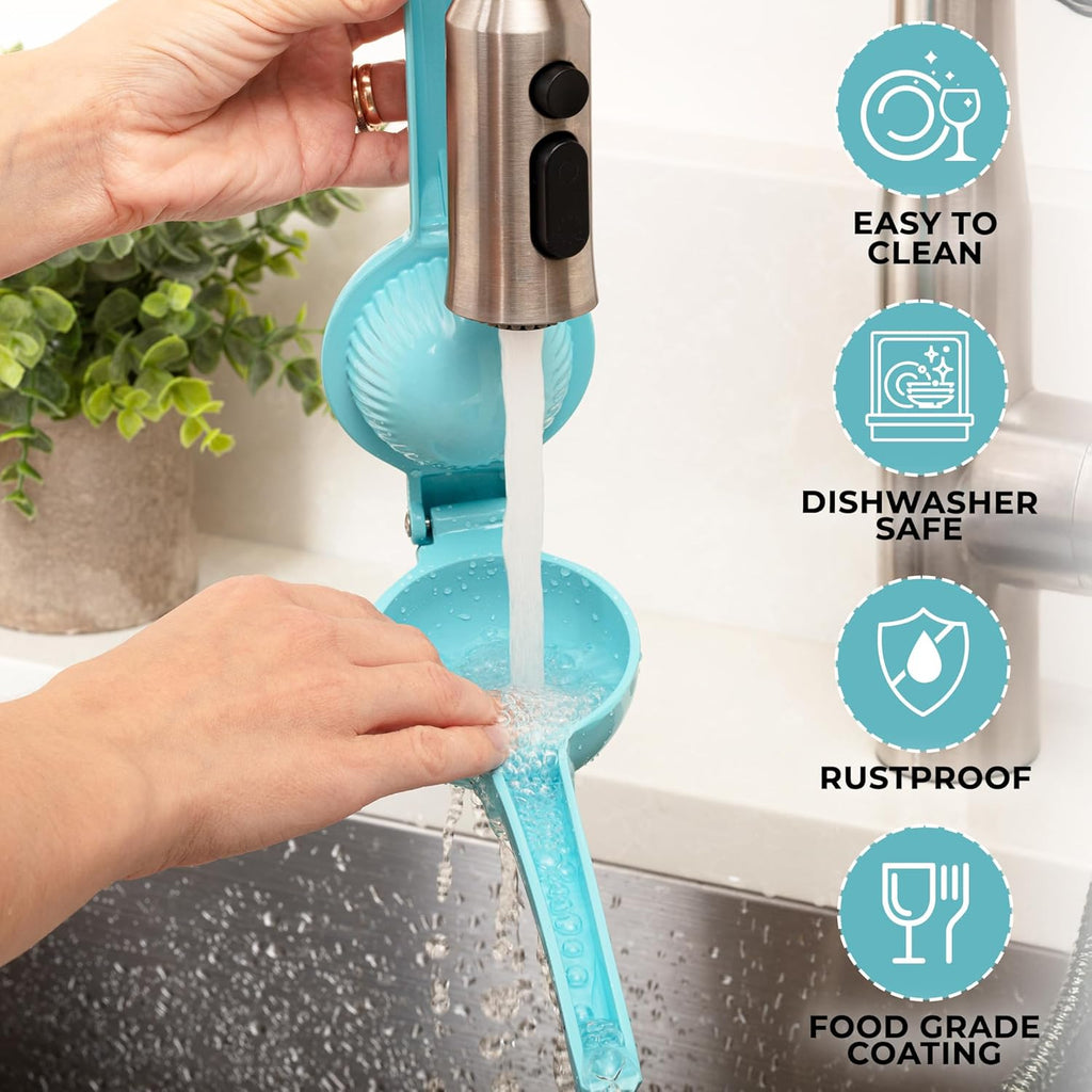 Zulay Premium Metal Lemon Squeezer - Manual Citrus Juicer for Maximum Juice Extraction | Light Blue