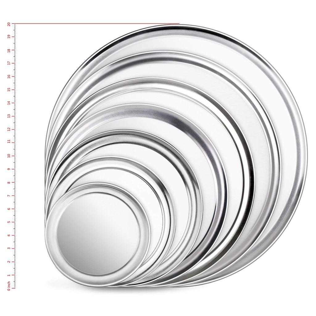 New Star Foodservice Restaurant-Grade Aluminum Pizza Pan/Tray, Wide Rim, 18 Inch, Pack of 6