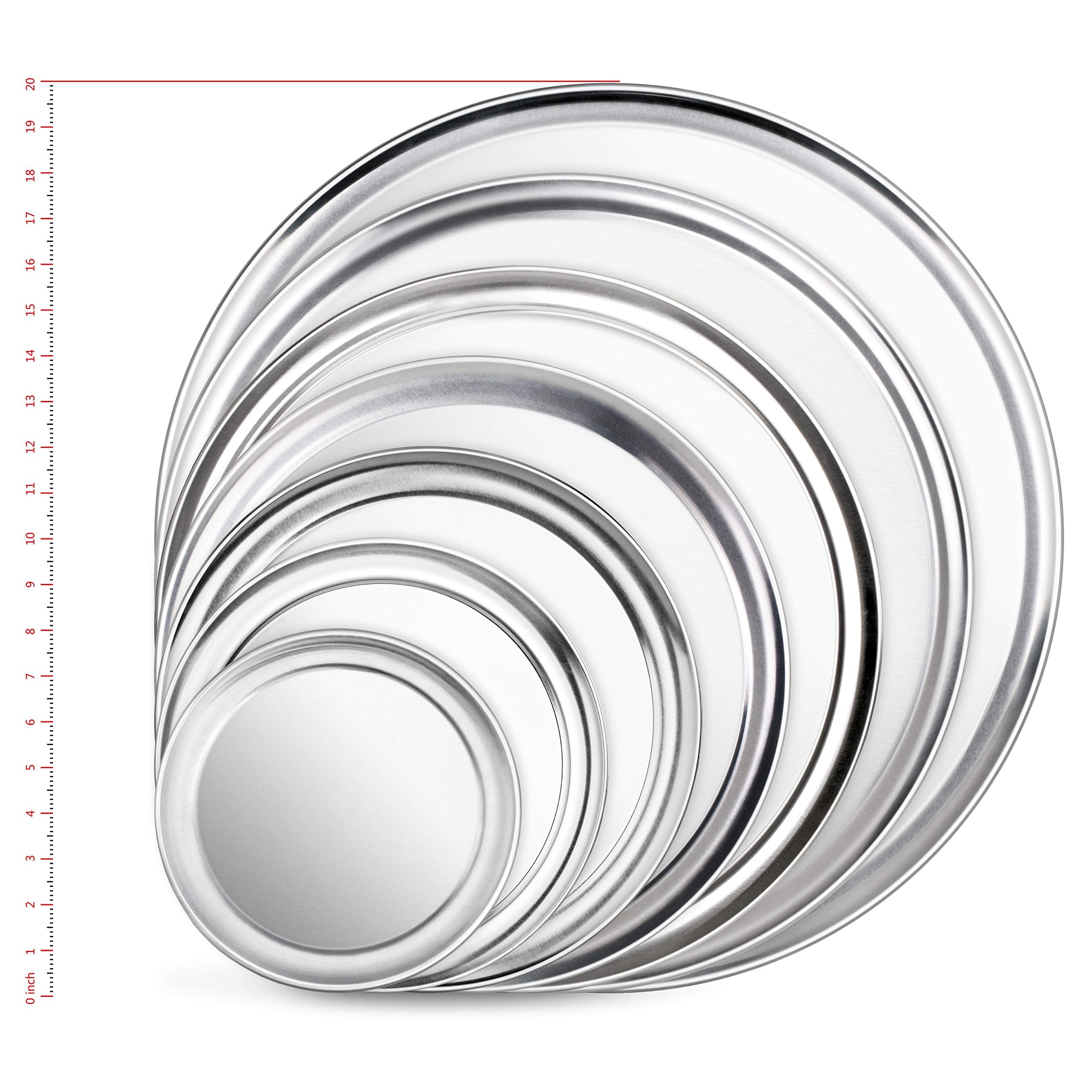 New Star Foodservice Restaurant-Grade Aluminum Pizza Pan/Tray, Wide Rim, 18 Inch, Pack of 6