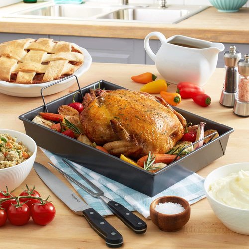 Chicago Metallic Non-Stick Roast Pan - 13-Inch by 9-Inch with Convenient Non-Stick Rack