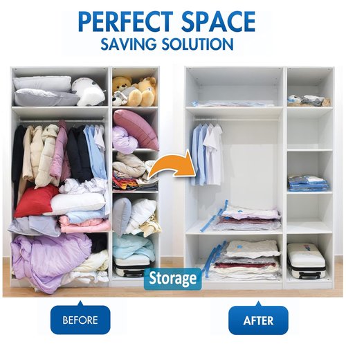 8 Jumbo Vacuum Storage Bags, Space Saver Bags, Vacuum Seal Bags with Hand Pump for Comforters, Blankets, Bedding, Pillows and Clothes
