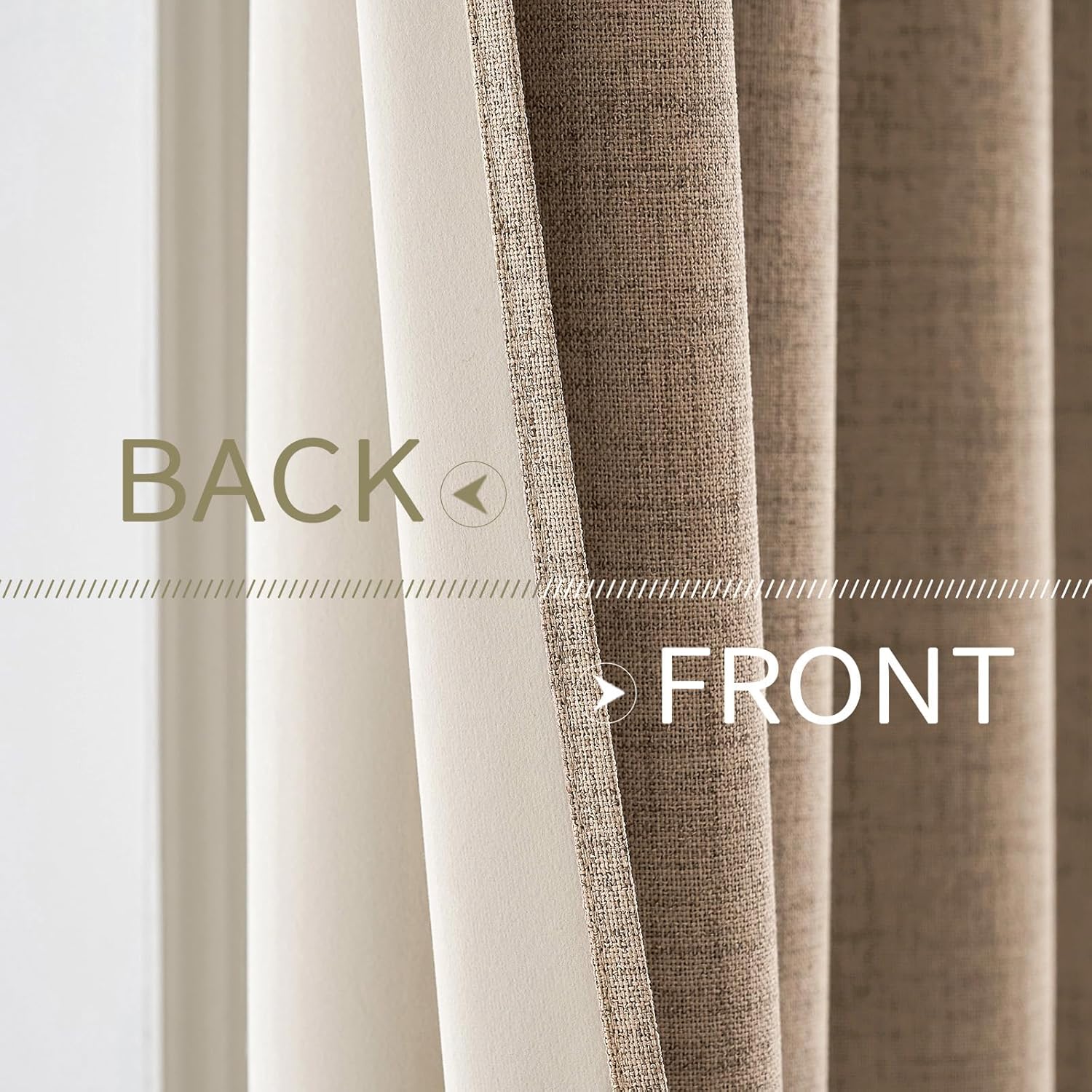 MIULEE 100% Blackout Linen Textured Curtains - Thermal Insulated Copper Brown Grommet Drapes | 62 x 96 Inch (2 Panels)