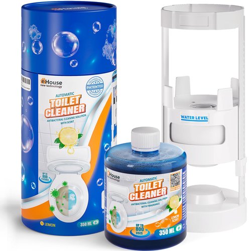 eHouse Automatic Toilet Cleaner with Refill — Flush-Activated Toilet Bowl Cleaner, Toilet Cleaners for Hard Water, Removes Rust & Limescale, Long-Lasting In-Tank System, Fresh Lemon Scent.
