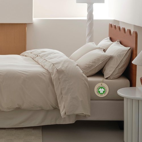 Double Stitch Organic Cotton Sheets King Size - Soft & Breathable Sheet Set 4 Piece, Luxury 300 TC Sateen Weave Bedding, 100% GOTS Certified Long Staple Cotton, Made in India, Linen