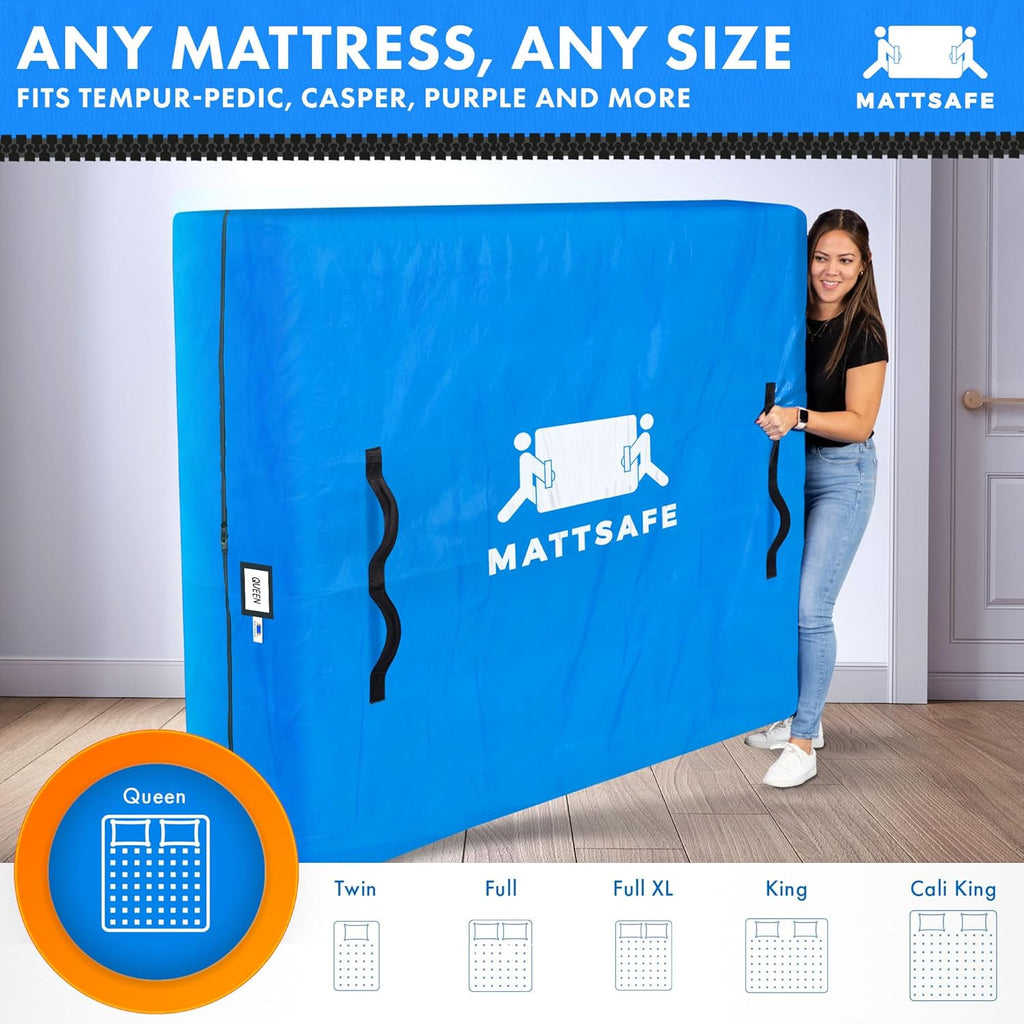 Nordic Elk Mattress Bags - Heavy Duty Queen Size Moving & Storage Cover with 8 Sturdy Handles & Strong Zipper
