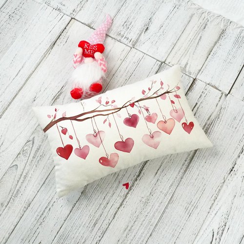 ONWAY Valentine’s Day Lumbar Pillow Cover 12x20 Valentines Heart Romantic Farmhouse Decorative Cushion Case for Couch Sofa Bedroom Pink Red Love Theme Holiday Home Decor