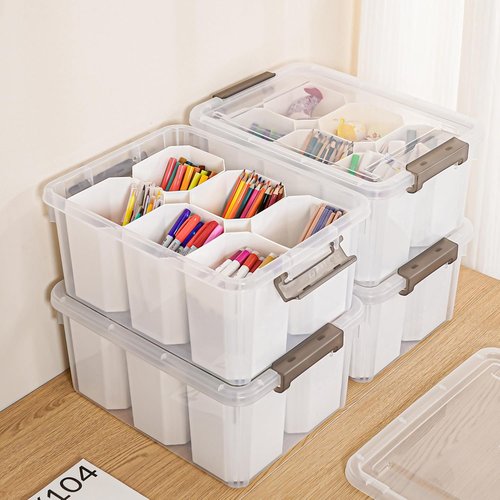 Citylife 17 QT Clear Plastic Storage Bins - Stackable Multipurpose Organizers with Lids | 4 Pack