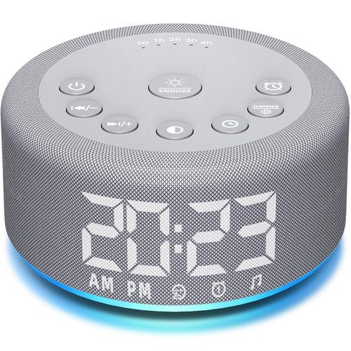 【3 in 1】 Sound Machine Alarm Clock Night Light White Noise Machine with 30 Sleeping Sounds for Baby Kids Adults 32 Level Volume Auto Off Timer Memory Function Digital Clock with 30 Wake Up Sounds