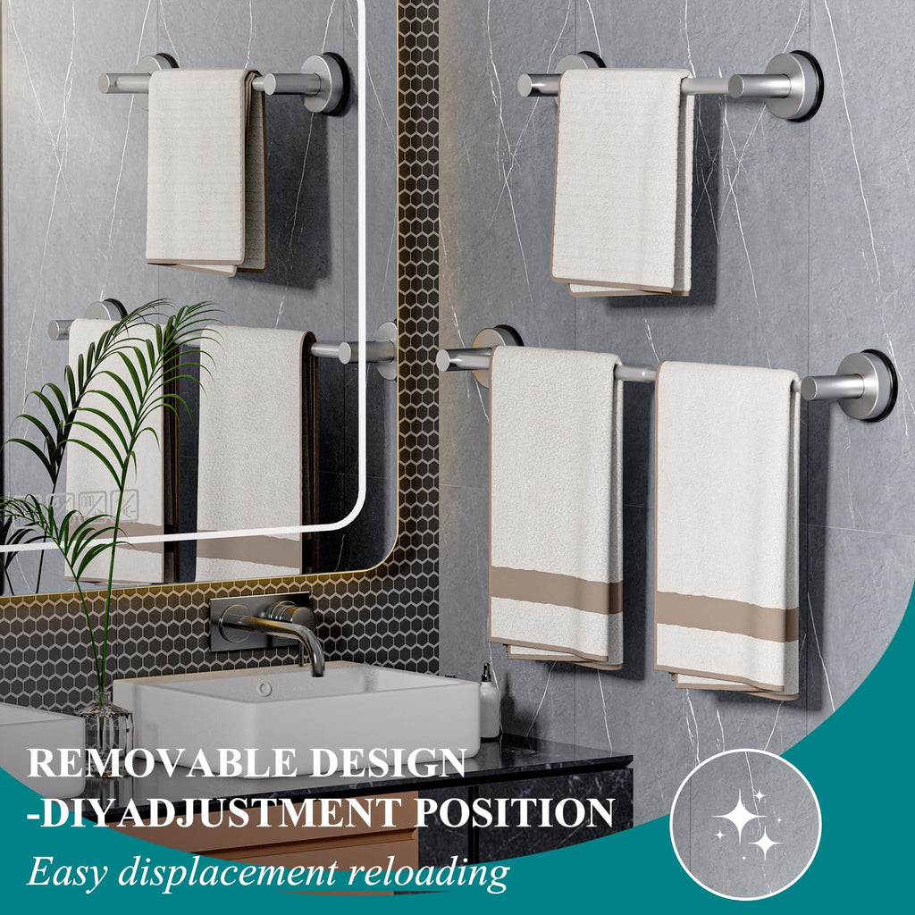 Towel Bar for Bathroom Wall,Adjustable 12~21 Inch Towel Racks for Bathroom Wall Mounted, Towel Holder for Glass Shower Door,Bathroom Accessories,Apparment Essentials,Home Decor-Silver