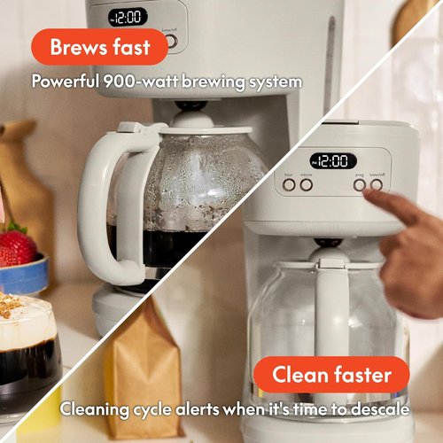 BELLA 12-Cup Programmable Coffee Maker - Easy LCD Display, Auto Shutoff, Reusable Accessories, 900 Watts