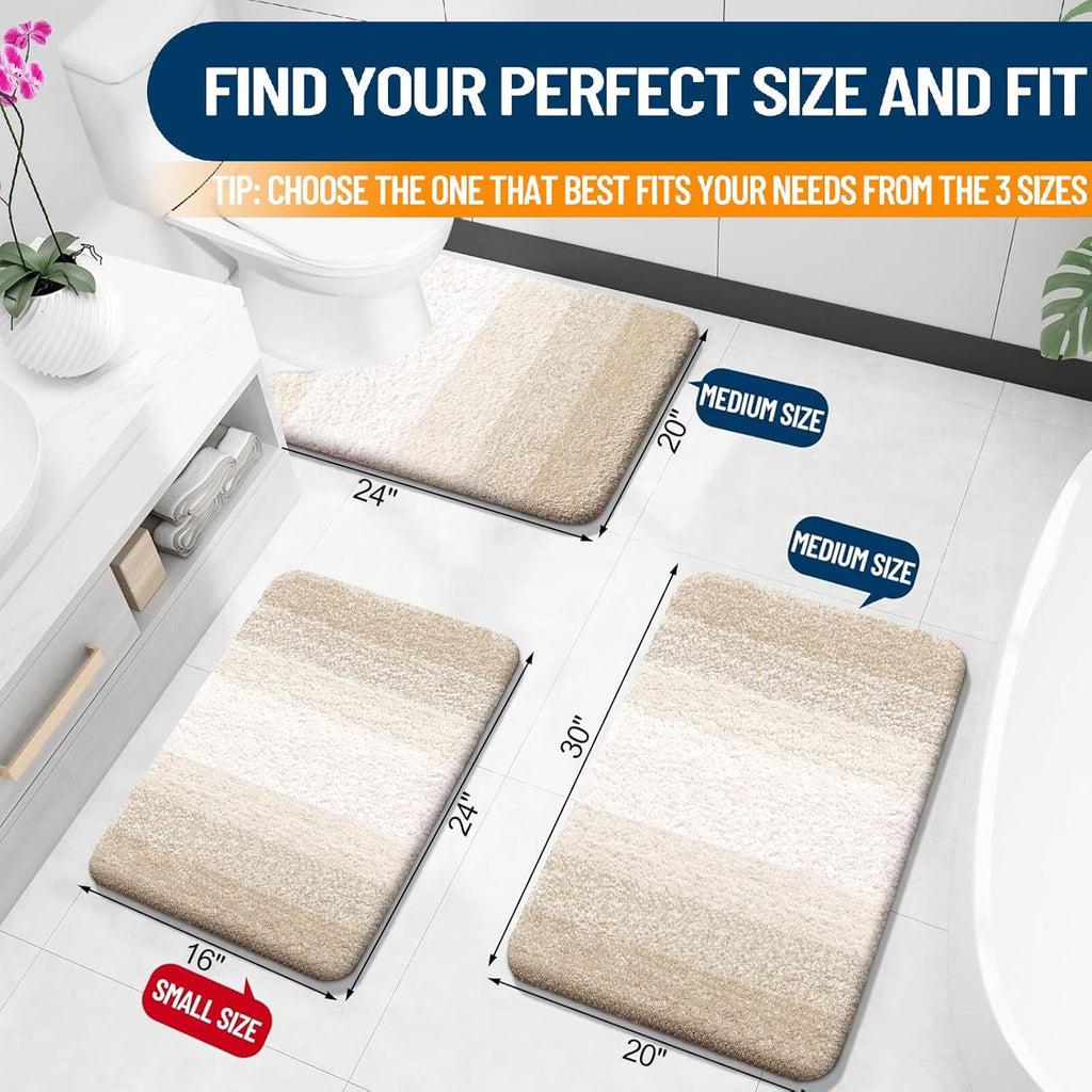 OLANLY Bathroom Rugs Mat - Extra Soft Microfiber, Quick Dry & Washable - 24x16 Light Beige