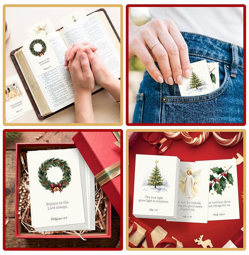 Christmas Scripture Cards Bulk 100Pcs - Pocket Prayer Cards with Bible Verses (Variation: Christmas)