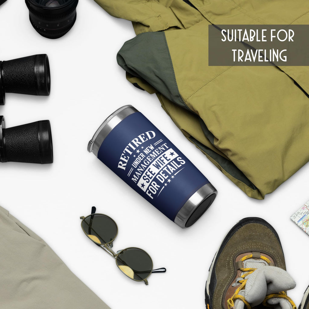 FUNITZ Retirement Gifts for Men 2026 - Retired Under New Management - Retirement Tumbler for Men Husband, Boyfriend, Father, Boss - Cool Gifts 20oz Navy Tumbler Birthday, Anniversary, Christmas