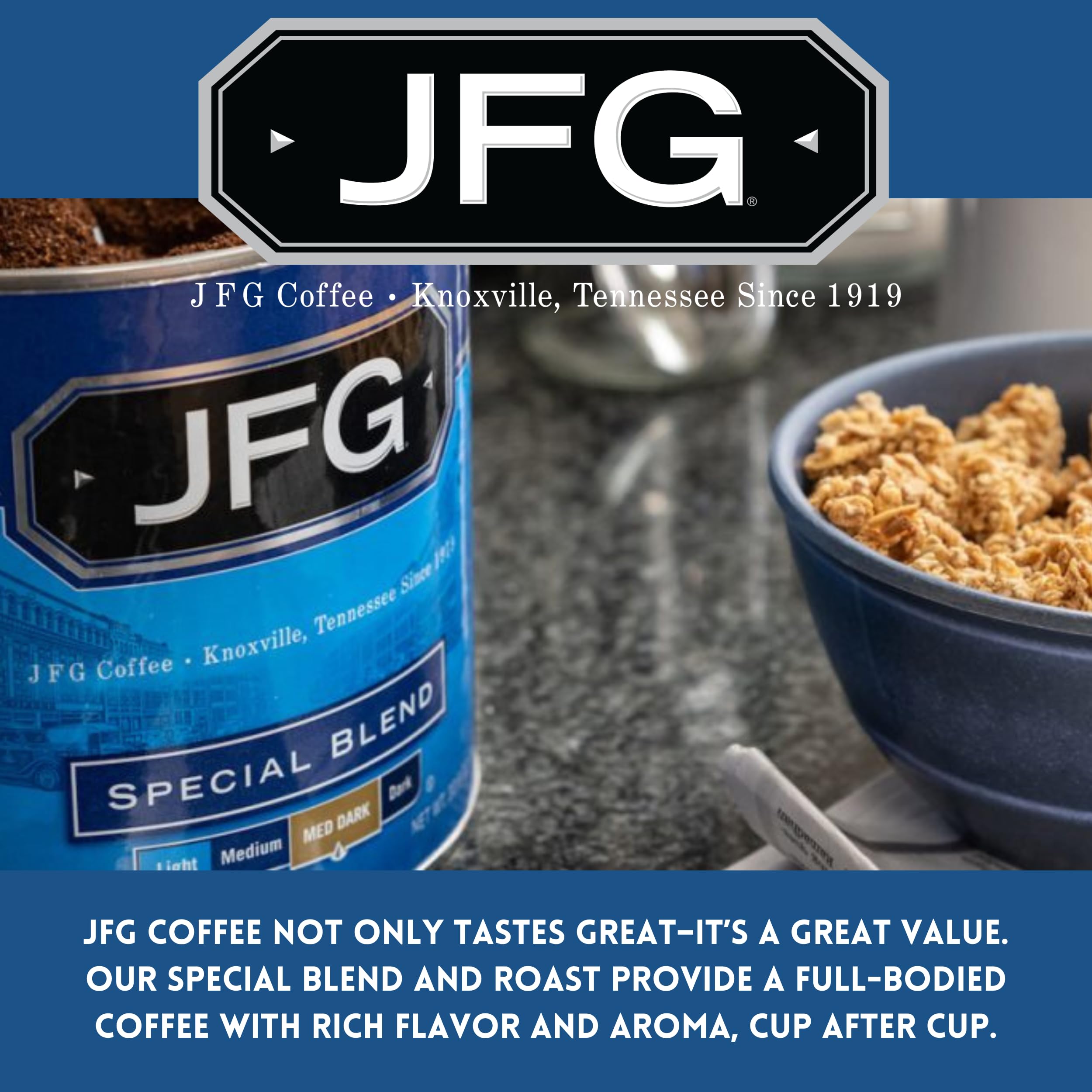 JFG Special Blend Medium-Dark Roast Ground Coffee, 11.5oz Bag (Pack of 12)