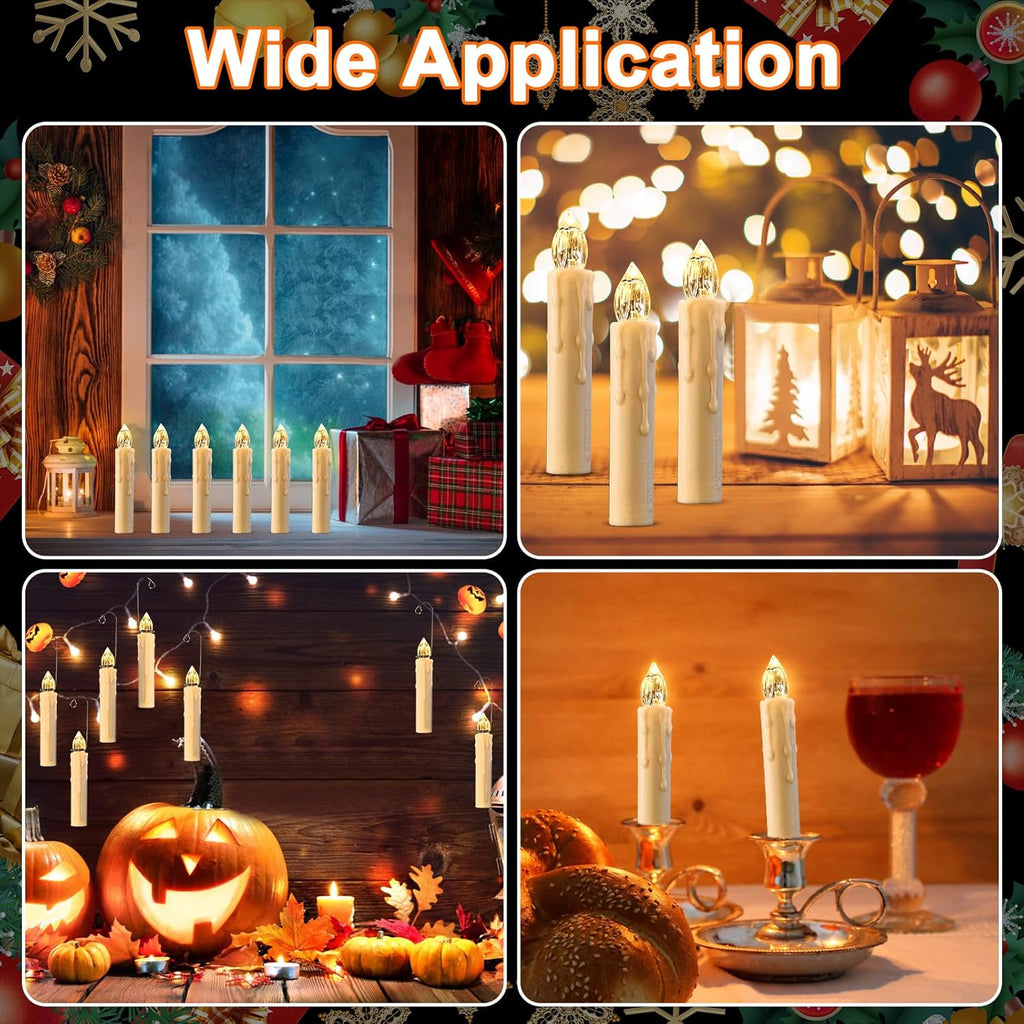 RaceGT Flameless Candles - 20Pcs Remote-Controlled LED Lights for Christmas Tree | Warm White Taper Candles