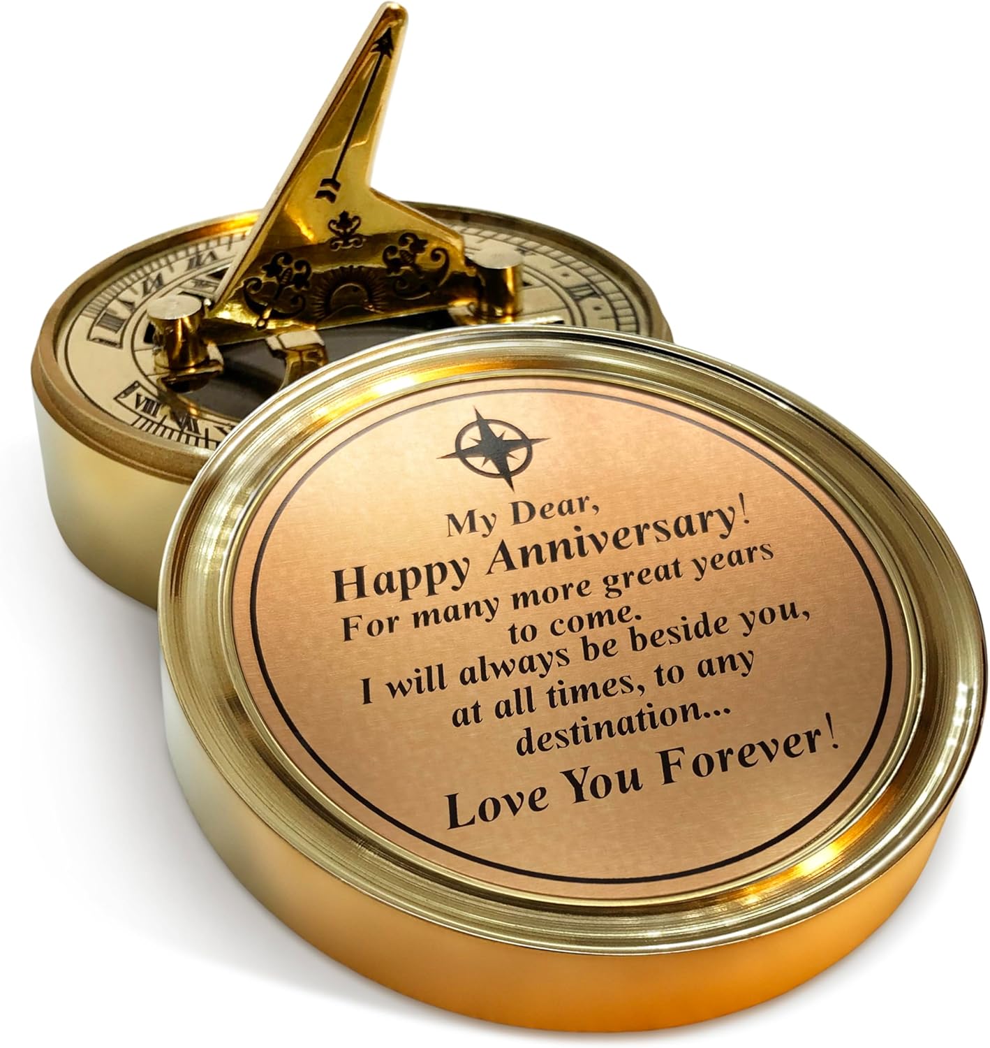 OakiWay Anniversary Sundial Compass - Unique Gift for Him or Her | Perfect for 20th, 25th, 40th, 50th Celebrations