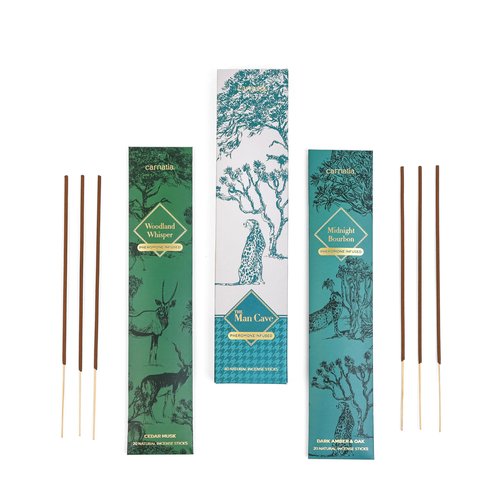 Carnatia Man Cave Incense Set – 2 Intense, Pheromone-Infused Scents | Rugged, Long-Lasting Aromas for Power, Focus & Elevated Vibe!