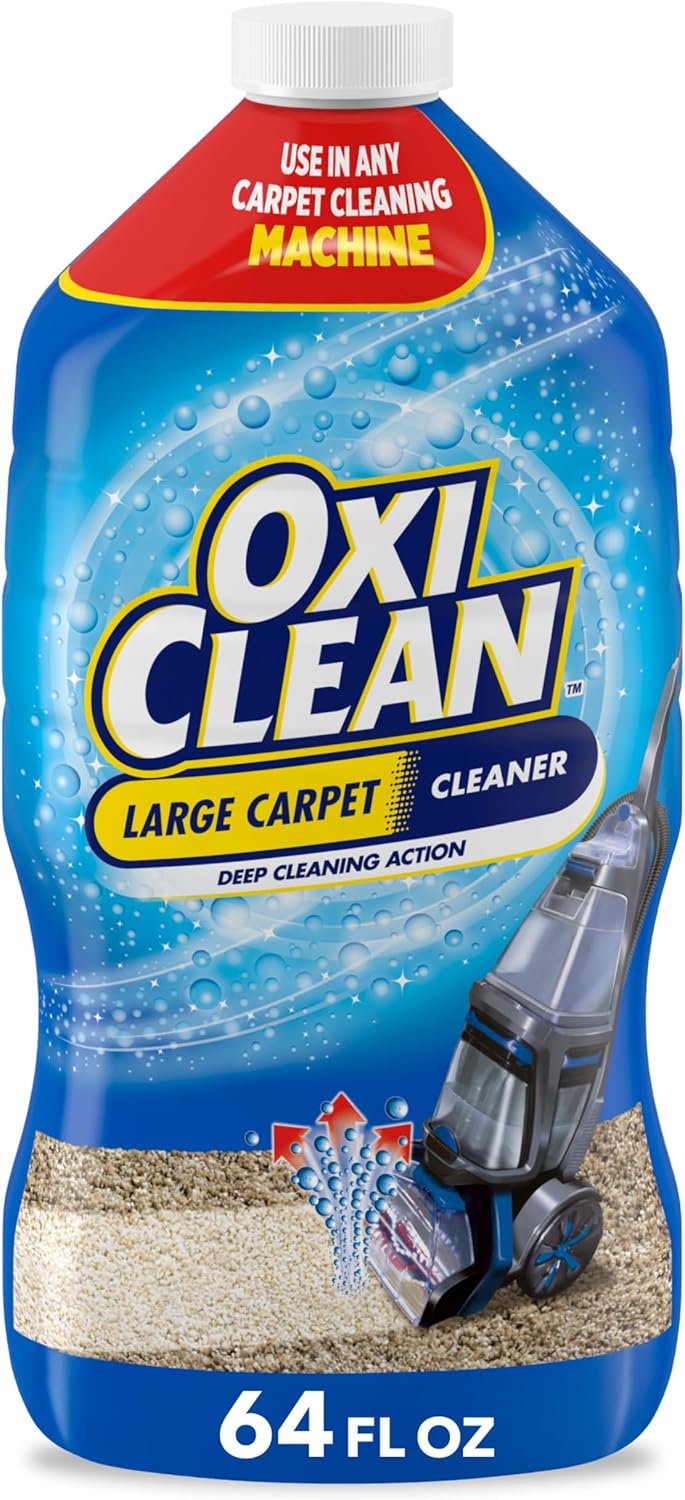 OxiClean Carpet Cleaner Liquid Solution - Powerful Steam Cleaning Formula | 64 Fl Oz